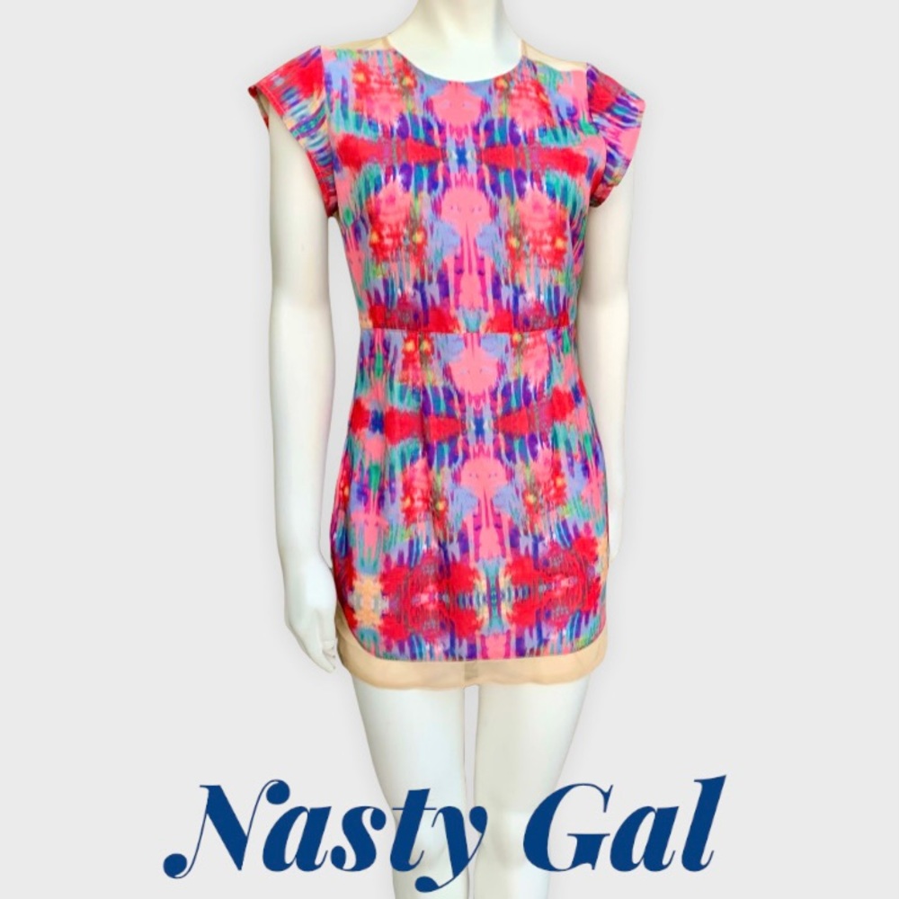 Nasty Gal multicolour mini dress with mesh detail